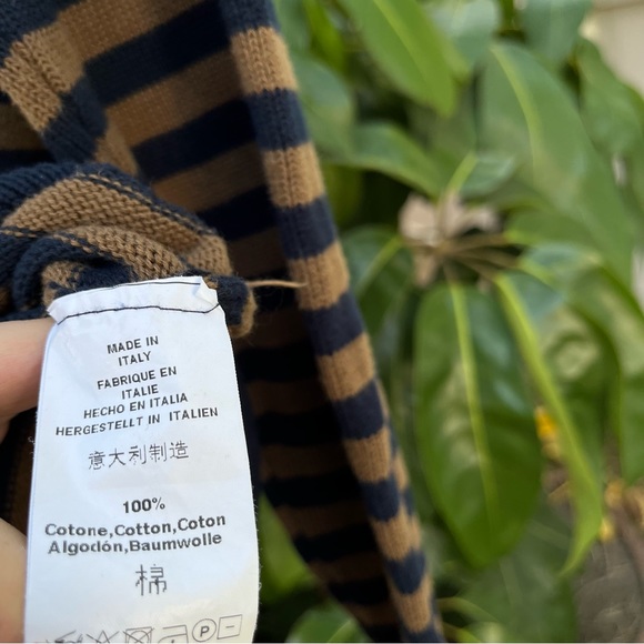 Brandy Melville oversized stripped tan and navy blue crew neck sweater! - Picture 4 of 5